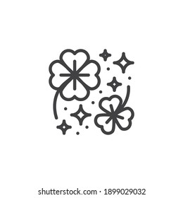 Clover leaves line icon. linear style sign for mobile concept and web design. Saint Patrick day clover outline vector icon. Good luck symbol, logo illustration. Vector graphics