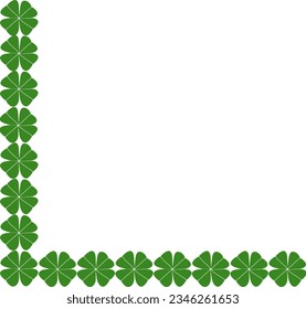 Clover leaves line up on the edge of the background.
