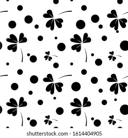 
Clover leaves monochrome seamless background for fabric print, for wallpaper, for clover