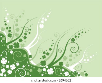 clover leaves on abstract green background, st patricks day background