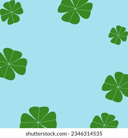 Clover leaves on the blue background.