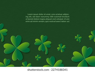 Clover leaves pattern in paper cut style with example texts on green background.