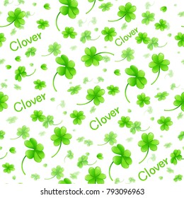 Clover leaves pattern seamless and clover font on white background, Vector illustration