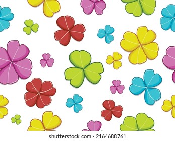 Clover leaves patterns with colorful on background. Vector illustrations. St Patricks Day symbol, Irish lucky shamrock design background