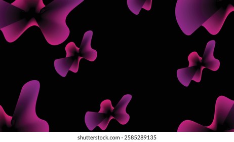 Clover leaves. pink, purple trefoils on a black wallpaper background