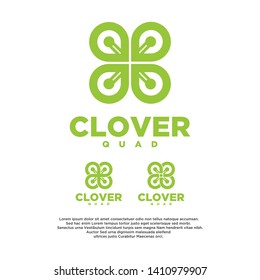 clover leaves with quad copter drone, vector logo