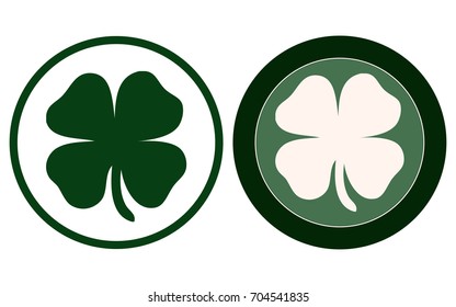 Clover Leaves Round Icons, Vector Illustration. 