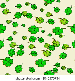 Clover leaves seamless background, vector illustration. Saint Patrick Day