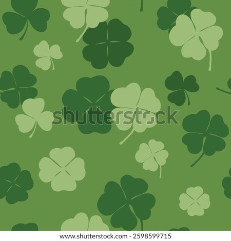 Clover leaves, seamless pattern, set of vector sketch illustrations, hand drawn