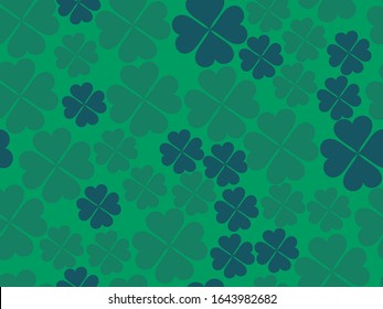 Clover leaves seamless pattern. St. Patrick's Day, Irish holiday. Background for greeting card, wrapping paper, promotional materials. Vector illustration