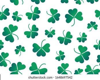 Clover leaves seamless pattern. St. Patrick's Day, Irish holiday. Background for greeting card, wrapping paper, promotional materials. Vector illustration