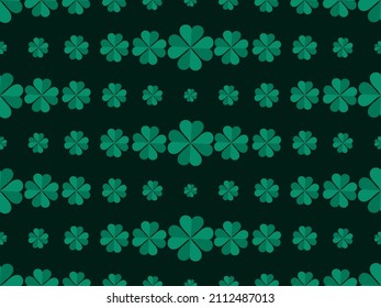 Clover leaves seamless pattern. St. Patrick's Day, Irish holiday. Background for greeting card, wrapping paper, promotional materials. Vector illustration