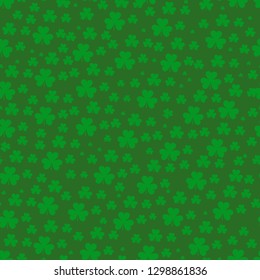 Clover leaves seamless vector pattern. St. Patrick s Day green background. Shamrock wallpaper