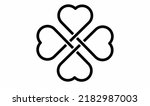 clover leaves shape four love linked isolated on white background