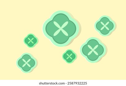 Clover leaves, small and large, vector