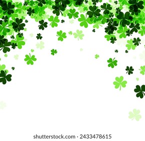 Clover leaves, transitions from dark to light green across a white background, symbolizing luck and celebration, for st. patrick's day.