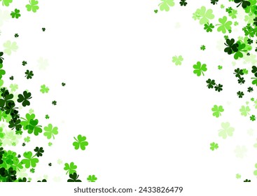Clover leaves, transitions from dark to light green across a white background, symbolizing luck and celebration, for st. patrick's day.