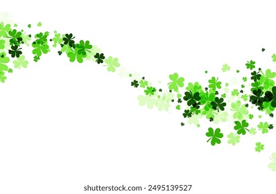 Clover leaves, transitions from dark to light green across a white background, symbolizing luck and celebration, for st. patrick's day.