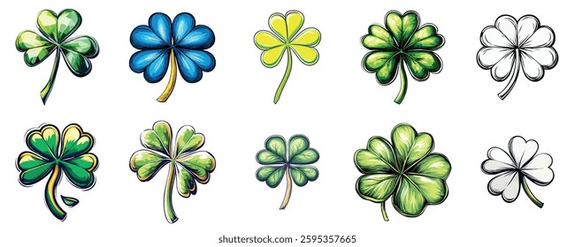 Clover Leaves in Various Colors and Designs