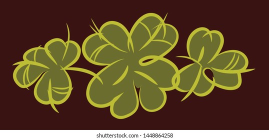 Clover leaves, vector drawing, doodle