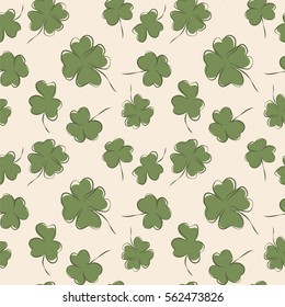 Clover leaves, vector illustration, seamless pattern