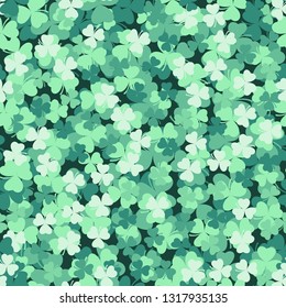 Clover leaves with volume effect. Seamless pattern