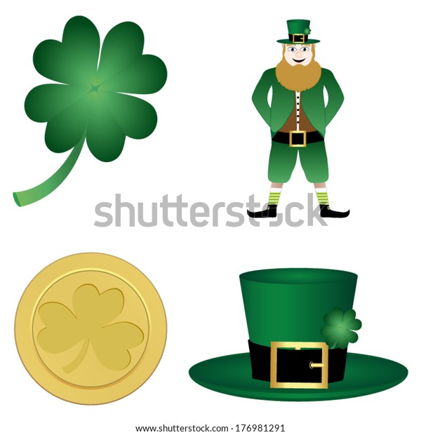 Clover Leprechaun Hat Gold Coin Symbols Stock Vector (Royalty Free ...