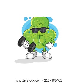 the clover lifting dumbbell vector. cartoon character