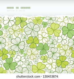 Clover line art horizontal torn seamless pattern background