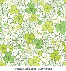 Clover line art seamless pattern background