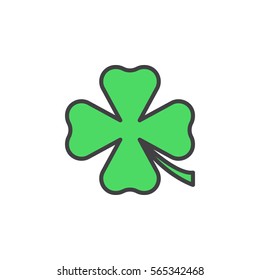 Clover line icon, filled outline vector sign, linear colorful pictogram isolated on white. St Patricks day symbol, logo illustration