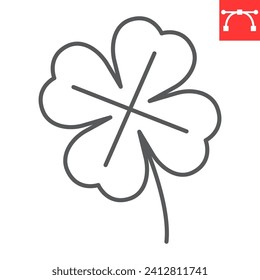 Clover line icon, St. Patrick's Day and holiday, four leaf vector icon, vector graphics, editable stroke outline sign, eps 10.