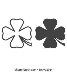Clover line and solid icon, outline and filled vector sign, linear and full pictogram isolated on white. St Patricks day symbol, logo illustration