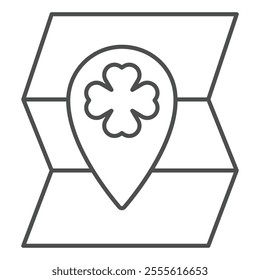 Clover location pin an map isometric icon, saint Patrick day concept. Vector graphics. Map pin clover leaf sign on white background, outline style icon for mobile or web design