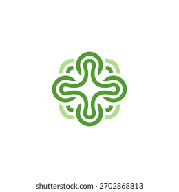 logotipo de trevo. verde abstrato, fluxo orgânico, harmonia floral fresco