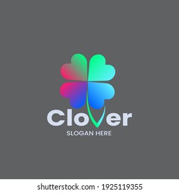 Clover logo design with beauty gradient. Simple and luxury logo. Lucky leaf vector illustration logo.