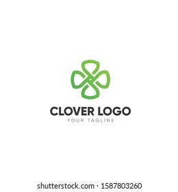 clover logo design green vector. geometric isolated icon