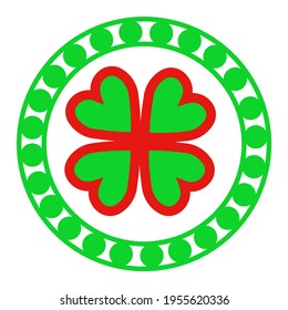 Logo de Clover. Icono de trébol de cuatro hojas. Trébol verde - Vector