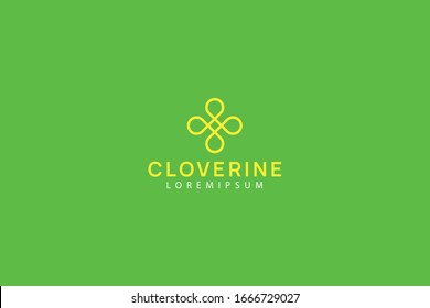 Clover logo. four-leaf clover stripe logo design. Vector line art icon template