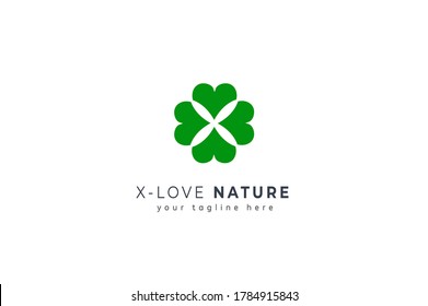 Clover Logo Inspiration, Letter X and clover leaf, for Medical company, nature logo design template, vector illustration