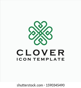 clover logo outline geometric vector icon design template