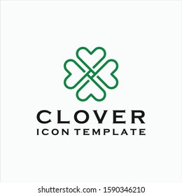 clover logo outline geometric vector icon design template