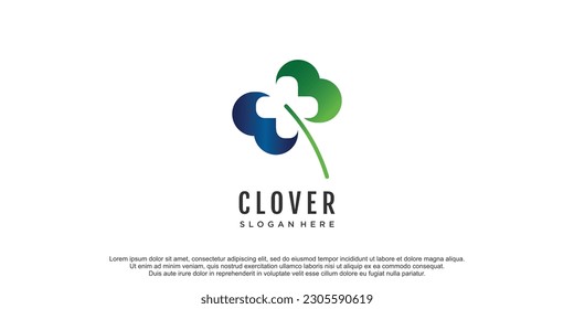 Clover logo with pharmacy concept design premium vector