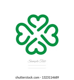 Clover logo template four hearts green icon emblem isolated white background