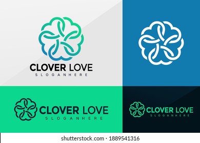 Clover Love logo vector, Leaf Logos design, modern logo, Logo Designs Vector Illustration Template