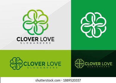 Clover Love logo vector, Leaves Logos design, modern logo, Logo Designs Vector Illustration Template