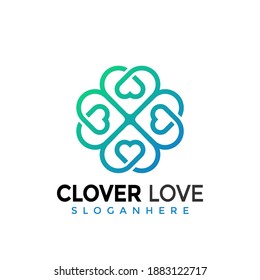 Clover Love Modern Logo Icon Design Vector Illustration
