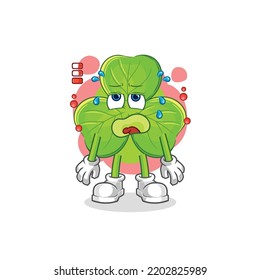 the clover low battery mascot. cartoon vector