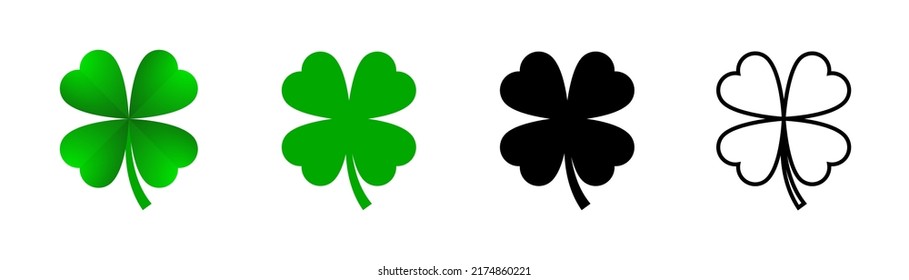 Clover luck icon. Shamrock leaf icon collection. Clover leaf outline sign. Stock vector