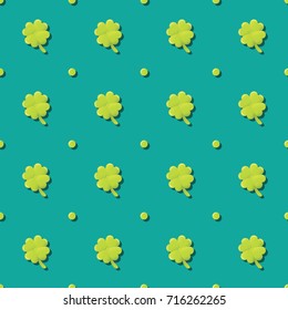 Clover Lucky Leaf Patricks Day Seamless Pattern